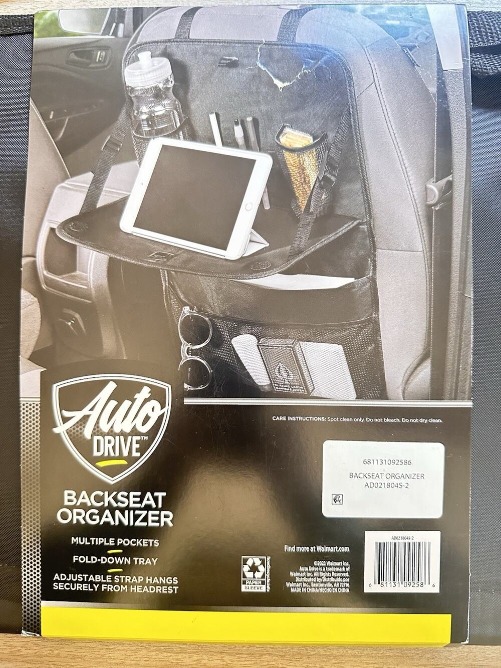 Car Seat Rear Organizer Multi-Pocket Storage Adjustable Straps FoldTray New